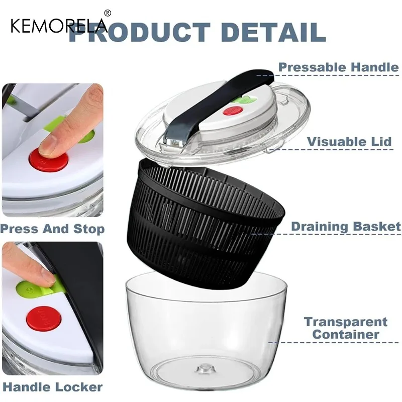 KEMORELA 3L Vegetable Spinner  - Salad Spinner ulasan dan harga