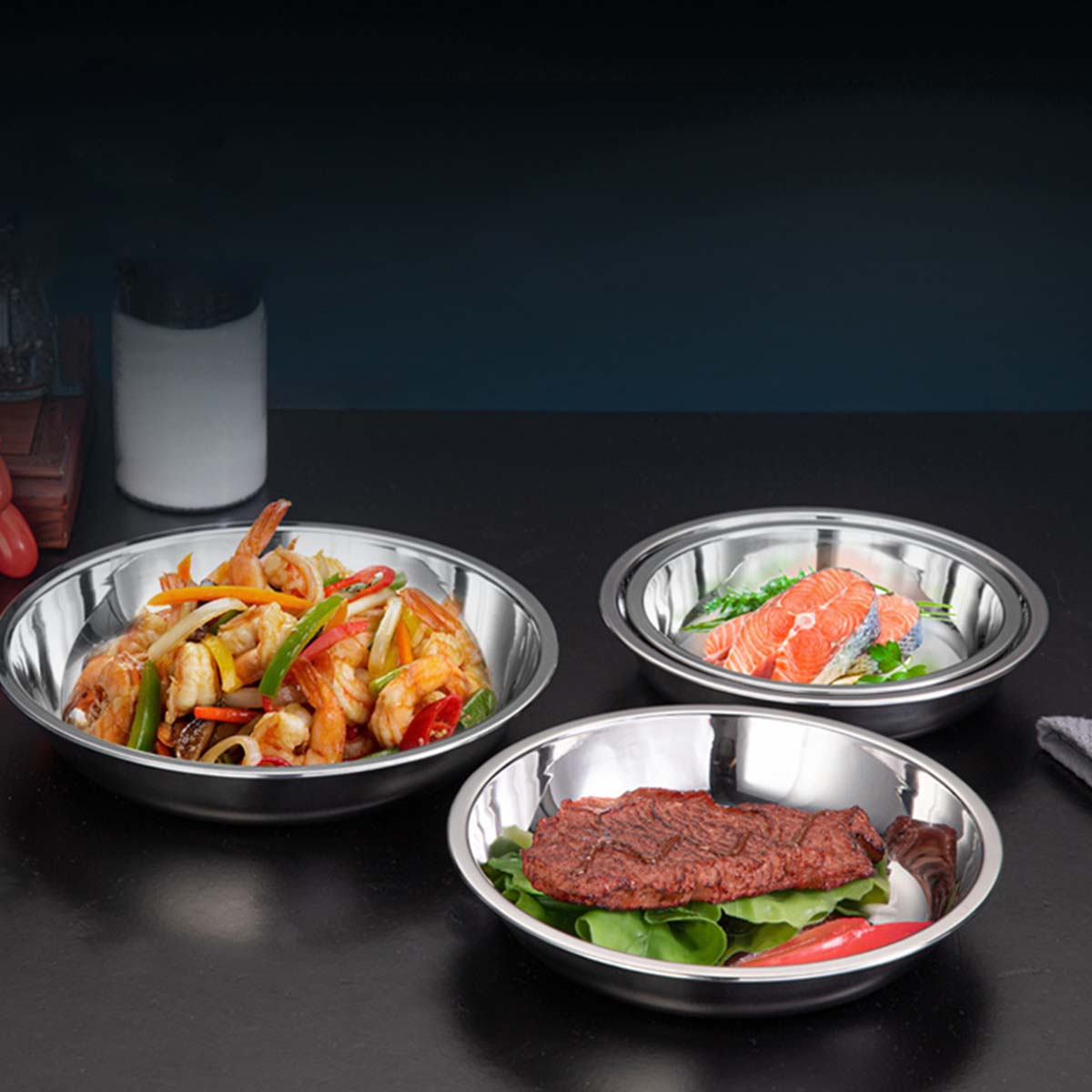 12cm Stainless Steel Round Pla - Salad Spinner ulasan dan harga